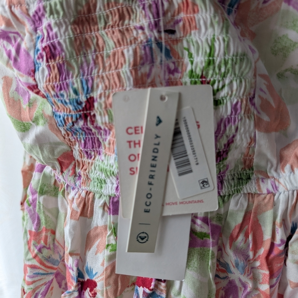 91.Nwt Roxy Floral Strapless Dress‎ - Picture 3 of 5